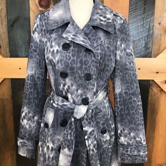 Kenzie Modern Magic Gray leopard print rain coat - Picture 1 of 8
